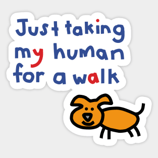 Cute Puppy Dog is taking his human for a walk Sticker